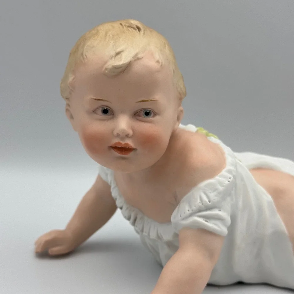 Vintage Gerbruder Heubach Porcelain Bisque Baby Dolls Set German Figurines 1900s